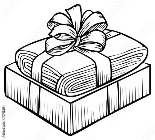 Stylized gift box with bow illustration for special occasions and celebrations