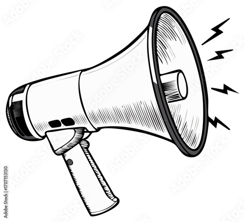 Loudspeaker illustration sketch for announcement notification and loud promotion