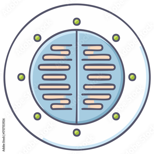 Cartoon Circular Hatch with Horizontal Design. Marine Porthole with Rounded Fasteners. Round Window for Submarine