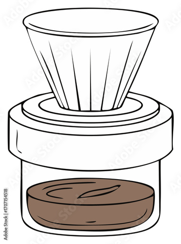 Filter Coffee Brewing Process Drip Style Coffee Maker with Coffee Grounds