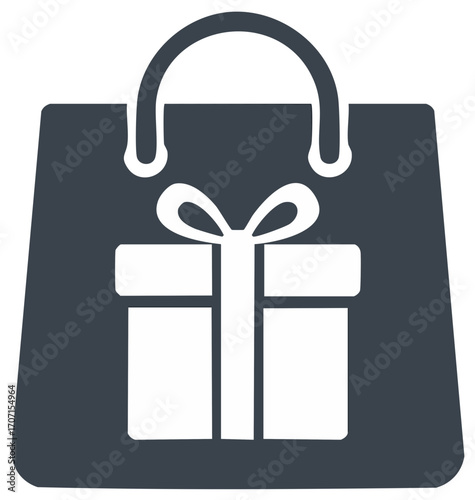 Shopping bag with gift box icon representing shopping and presents