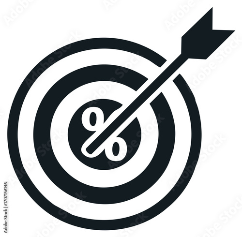 Target with percentage symbol and arrow hitting the bullseye for financial goals