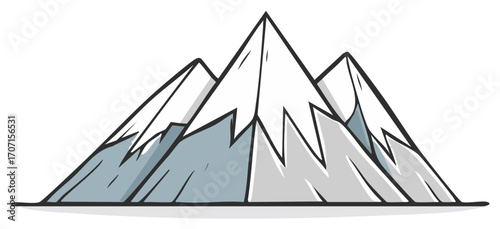 Mountain peaks snow capped illustration art vector isolated on white background