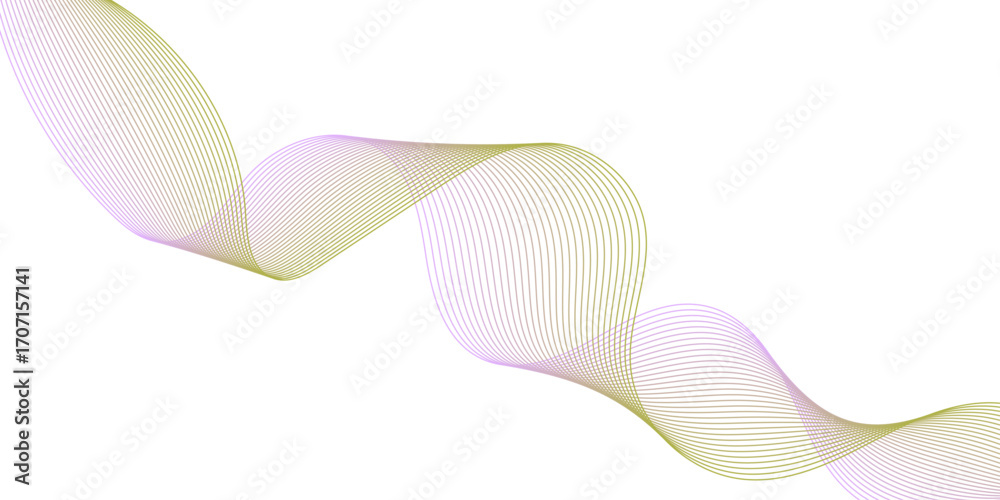 Fototapeta premium Green Purple Abstract Wave Line Gradient Design on White Background