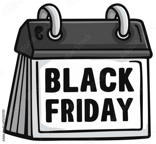 Cartoon Calendar Icon Showing Black Friday Sale Event Countdown
