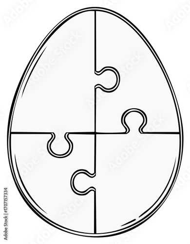 Egg-Shaped Jigsaw Puzzle Illustrating Unity, Creativity,  Spring Celebration and Holiday Puzzle