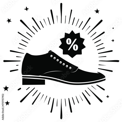 Elegant Men's Dress Shoe Sale Discount Promotion Black and White Illustration