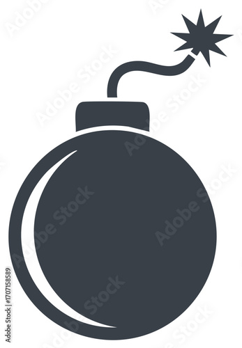 Cartoon Bomb with a Lit Fuse Icon Round Graphic