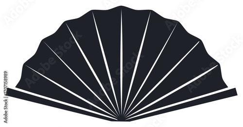 Elegant Hand Fan Silhouette Illustration Oriental Folding Fan Minimalist Style