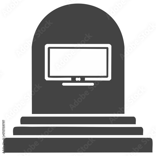 Tombstone Display Screen Represents the Death of Media and Technological Obsolescence