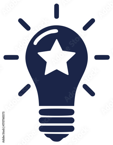 Star lightbulb icon for brilliant ideas innovation excellence and creative inspiration