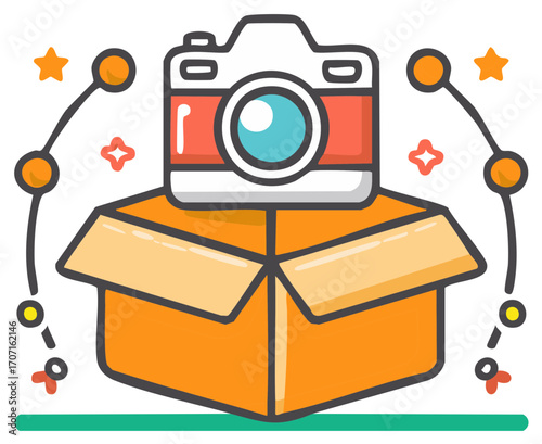 Illustrative Camera Boxed Celebration Gift Photography Concept Graphic