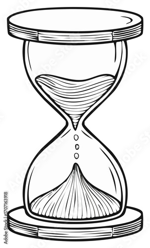 Hourglass Illustration with Sand Flowing in Time