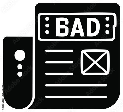 Bad News Report Document Icon Representing Error Negative Status or Poor Performance