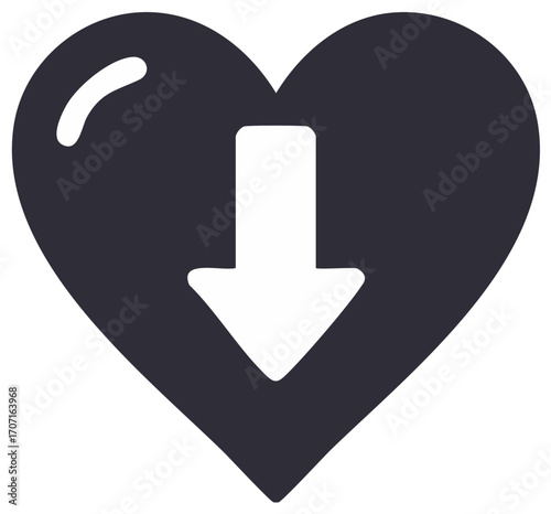 Heart icon with arrow pointing downwards for download