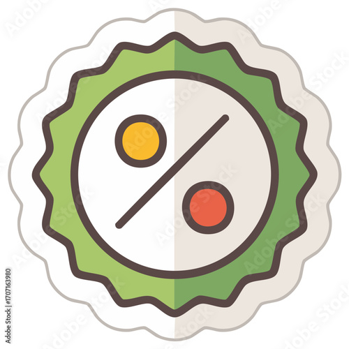 Modern Sale Discount Label Flat Icon Percentage Symbol Round Sticker Design, Promotion, Special Offer Graphic