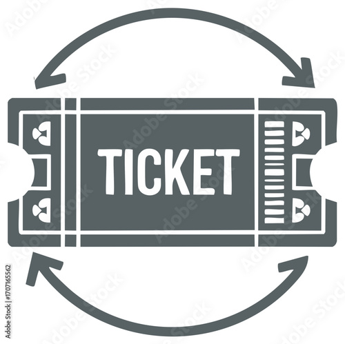 Ticket Rotation Graphic in Grey with Arrows for Events and Promotions