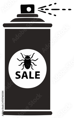 Vector illustration of pest control insect repellent spray can, insect sale