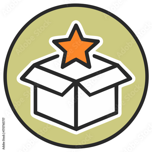 Starred Item in Open Box Logo Illustration Design Deliver Value Icon Graphic