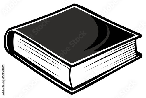 Simple Dark Hardcover Book with Bound Pages Illustration
