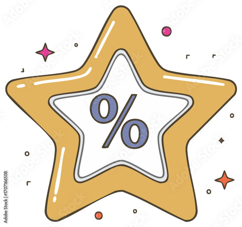 Stylized Star Badge Displaying Percentage Symbol for Sales Promotion or Discount Offer