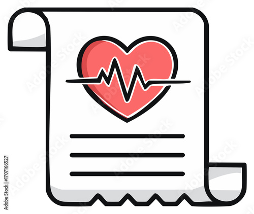 Medical Report with Heartbeat Symbol Depicting Health and Wellness Information