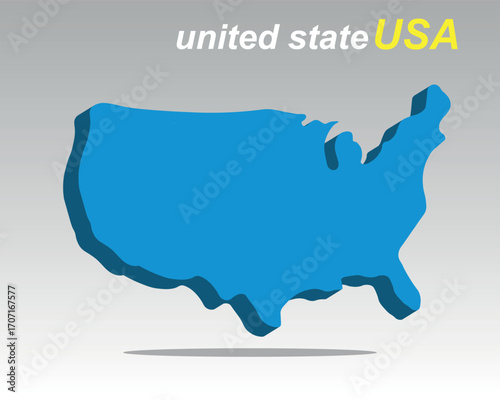 A modern and stylish 3D vector illustration of the USA map, United States 3D map with separated states. Perfect for infographics, presentations, and data visualization