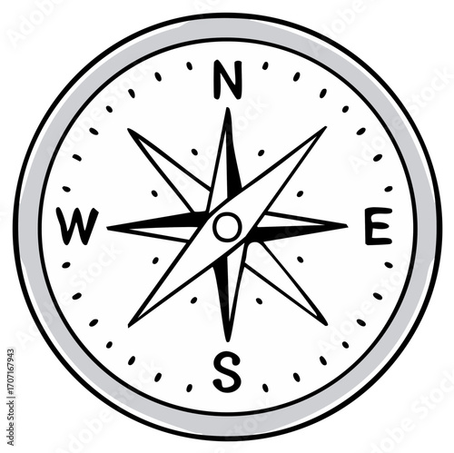 Compass illustration vector, north, east, south, west directions