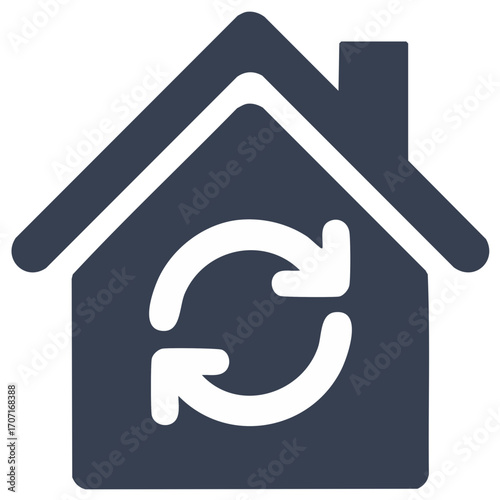 House symbol with arrows indicating recycling or renewal concept illustration
