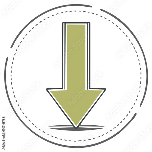 Arrow downward inside a circle, outline style icon