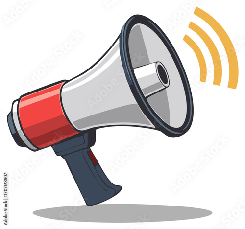 Loudspeaker Illustration with Sound Waves for Announcements and Marketing Campaigns