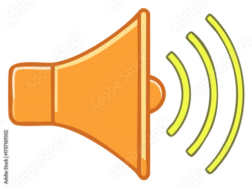 Loud Volume Speaker Icon with Sound Waves Graphic for Audio and Announcement