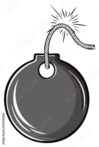 Explosive Bomb with Burning Fuse and Sparks Ready to Detonate Danger