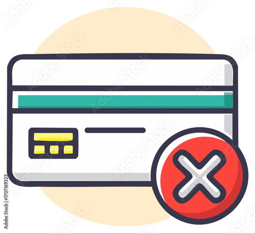 Credit card payment denied icon representing financial transaction failure