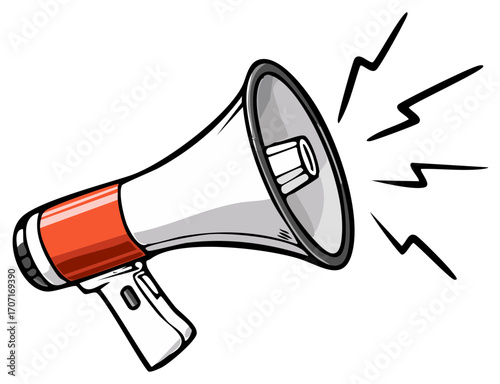 Illustration of a Megaphone with Sound Waves, Communication, and Announcement Concept