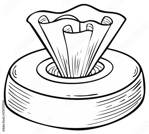 Tissue Box Outline Illustration. Disposable Tissues on a White Background. Hand Drawn Tissue Dispenser.