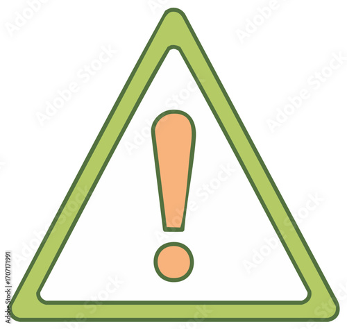 Warning sign with exclamation mark and circle inside a green triangle