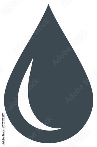Simple Water Drop Icon, Liquid Droplet Symbol, Graphic Element
