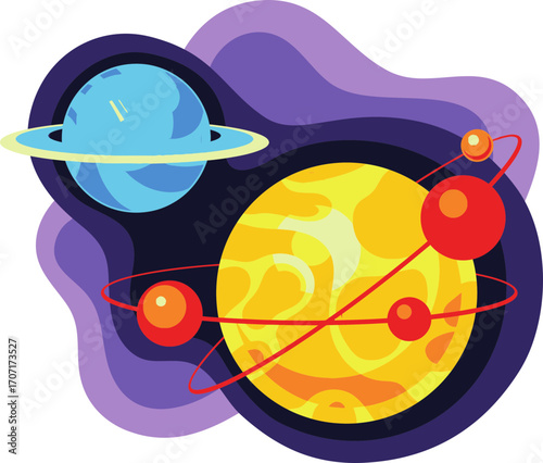 Colorful Cartoon Solar System Illustration.
