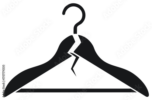Broken Clothes Hanger Icon Symbol Isolated on White Background