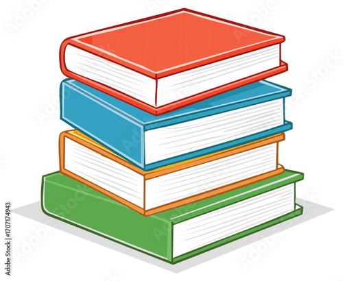 Cartoon Stack of Colorful Books Illustration for Education Reading and Knowledge