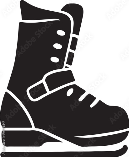 Snowboard boots silhouette vector illustration of winter sport footwear gear for snowboarding and outdoor activity.