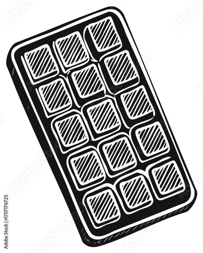 Chocolate candies illustration, hand drawn artistic food, in a serving tray