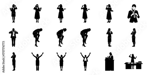 Businesswoman silhouette poses office attire