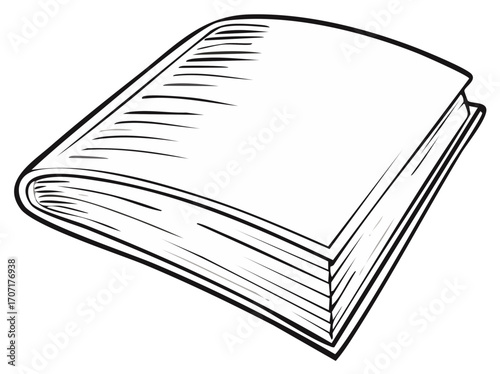 Open Sketch Book Illustration: Educational Material, Blank Pages, and Vintage Style