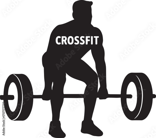 Crossfit silhouette vector illustration of high-intensity fitness training for strength, endurance, and power.