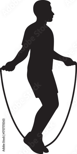 Jump rope silhouette vector illustration of fitness exercise for cardio workout, training, and active lifestyle.