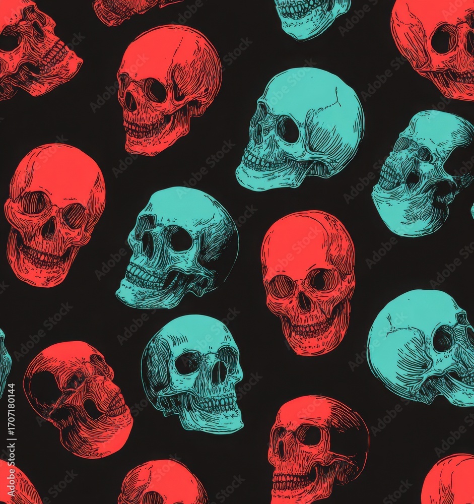 Naklejka premium halloween skulls pattern