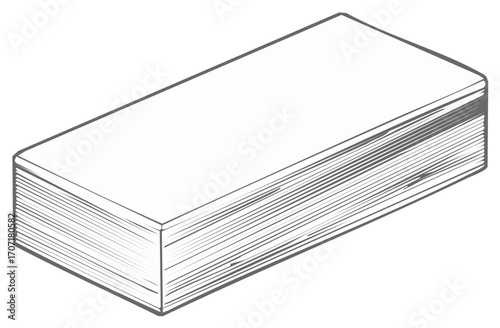 Blank stack of paper outline illustration viewed from an angle