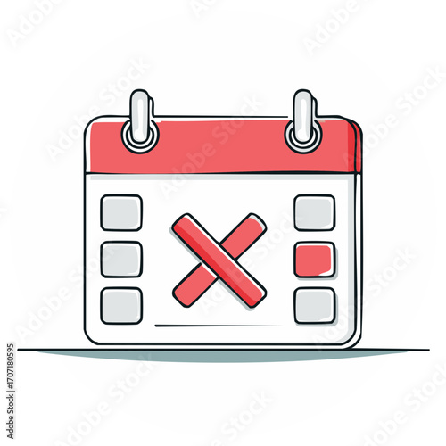 Appointment Cancelled Calendar with Red X Appointment Icon